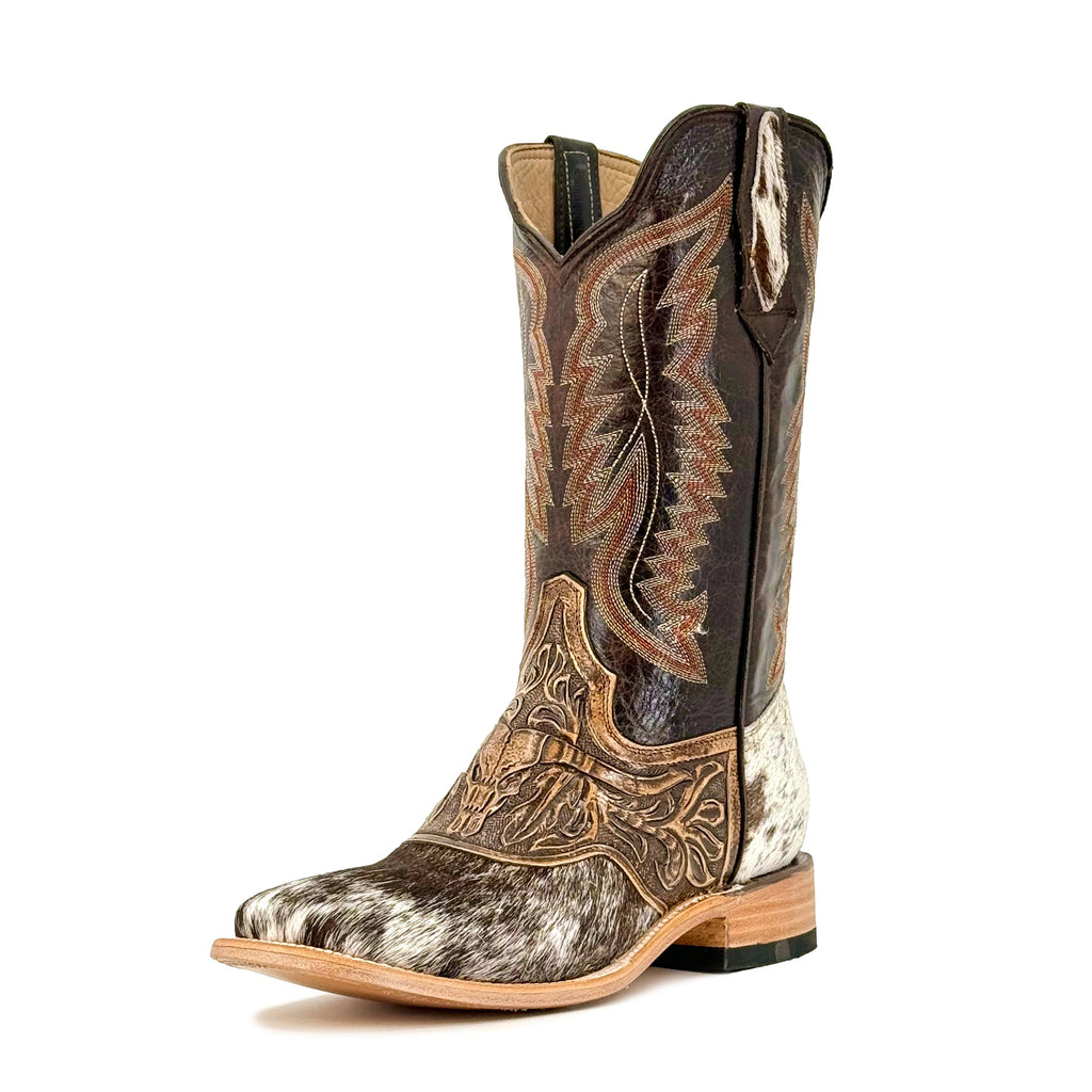 Men's Bulldog Hand Tooled Boots - Long Horn / Cowhide