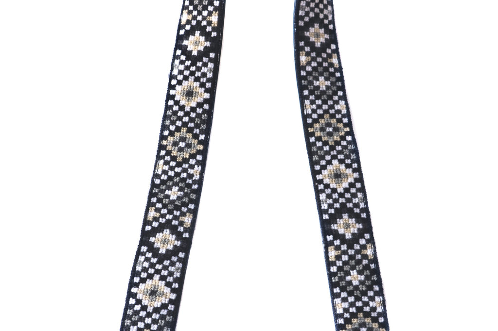 Mai Woven Bag Strap - Black & White with Leather