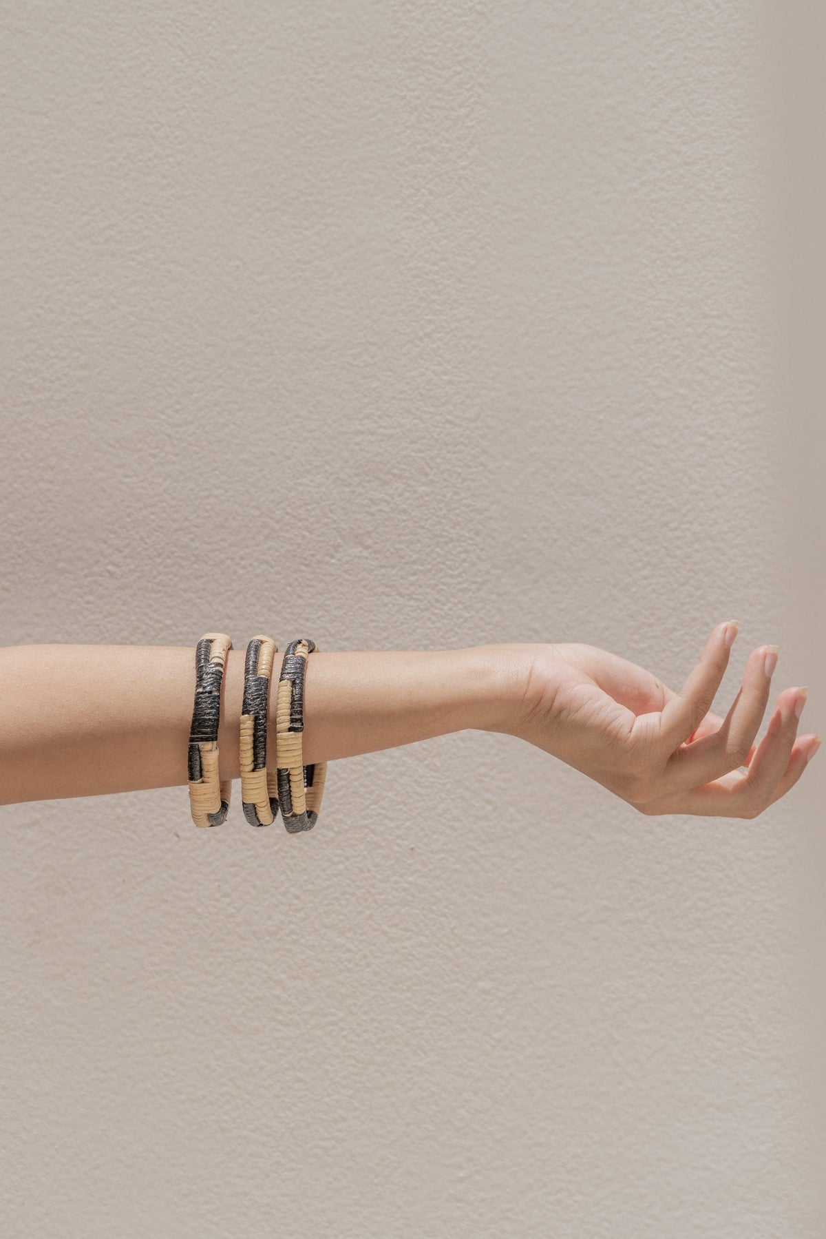 Black Motif Rattan Bangle