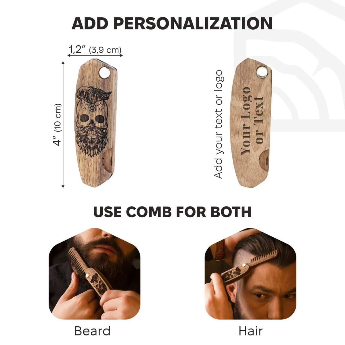 Wooden Beard Comb – Skull Design