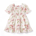Blush Bouquet Smocked Bodice Puff Sleeve Dress - Shop Avnu