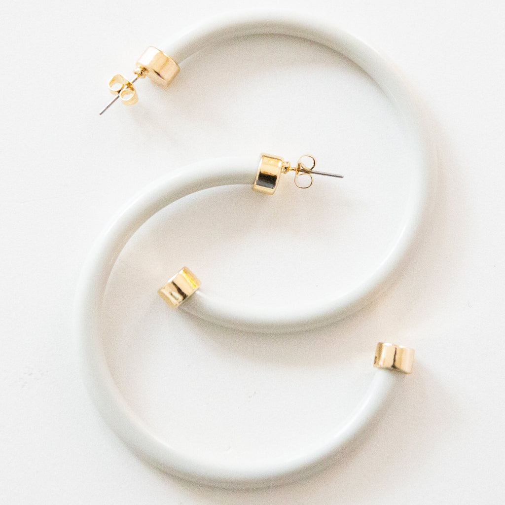 Off White Hoop Earrings - Shop Avnu