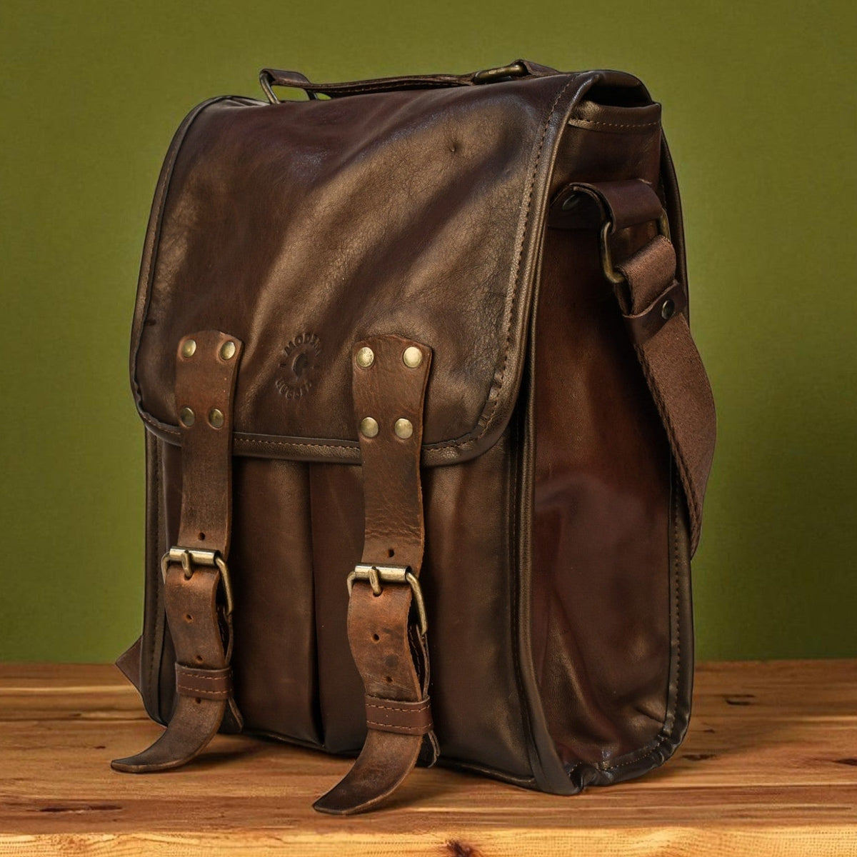 Bovine Leather Medium Satchel Bag - Brown