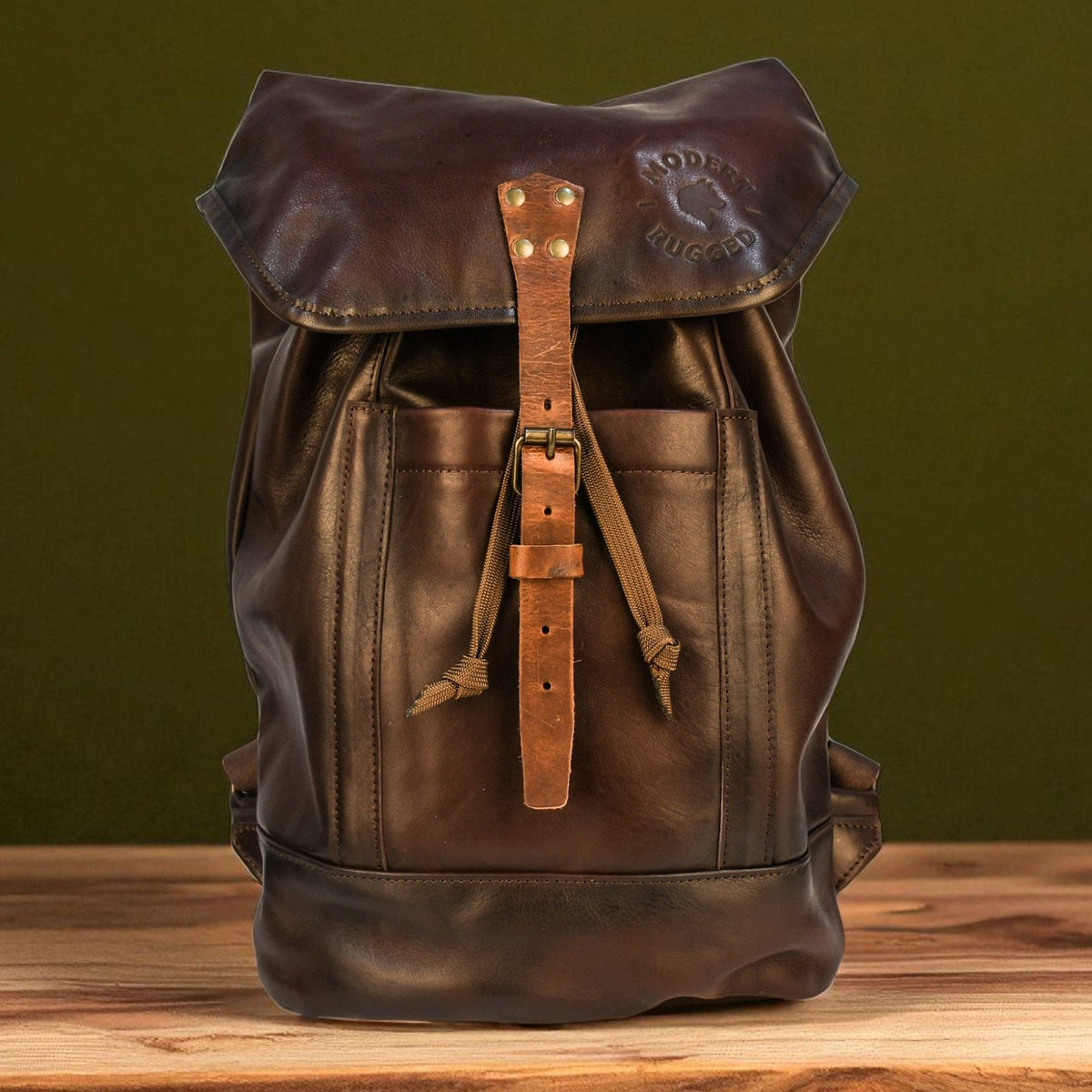 Bovine Leather Single Strap Backpack - Brown