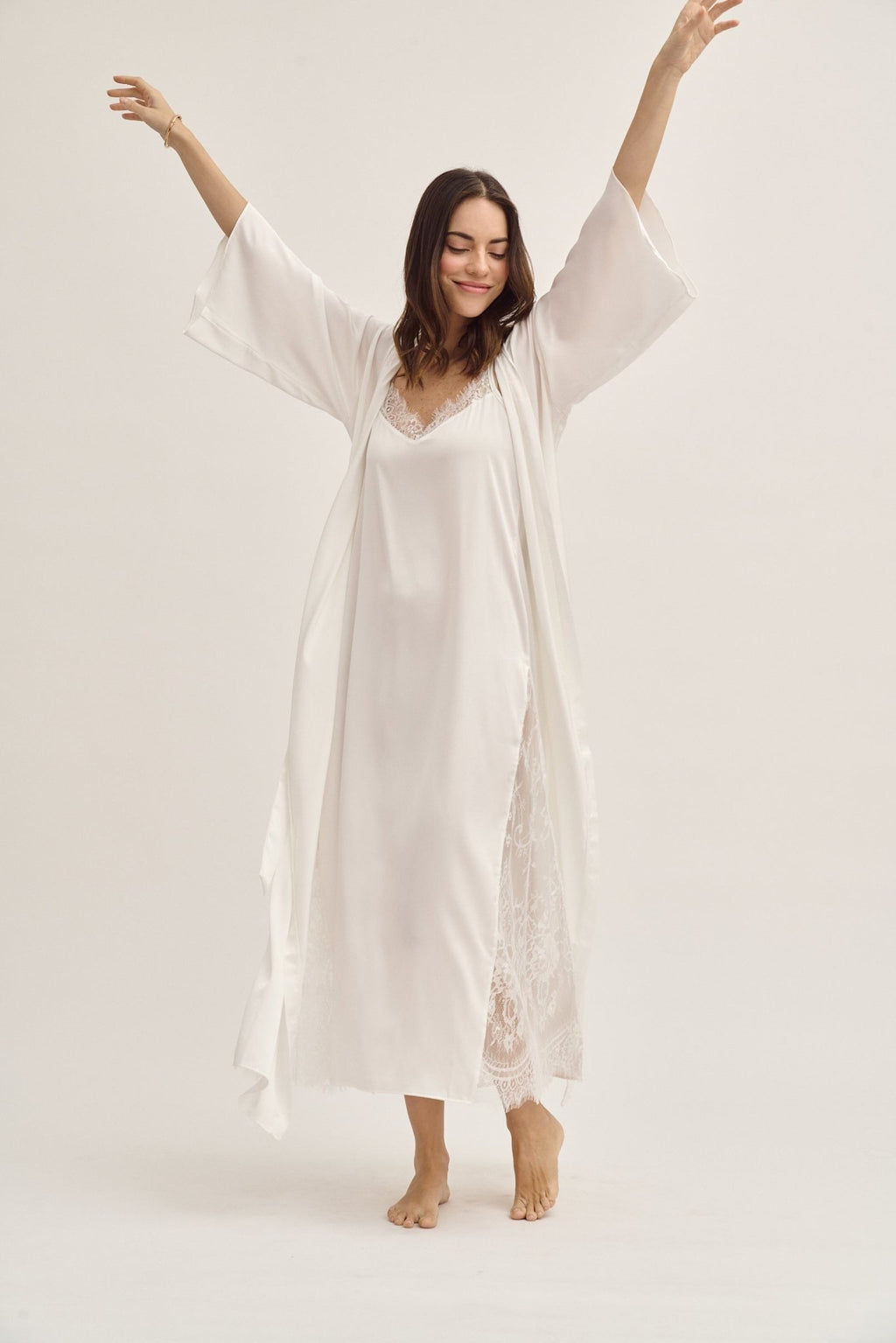 Washable Silk Kimono & Dress Bridal Set - Shop Avnu