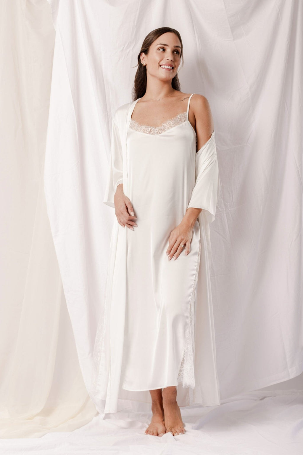 Washable Silk Kimono & Dress Bridal Set - Shop Avnu