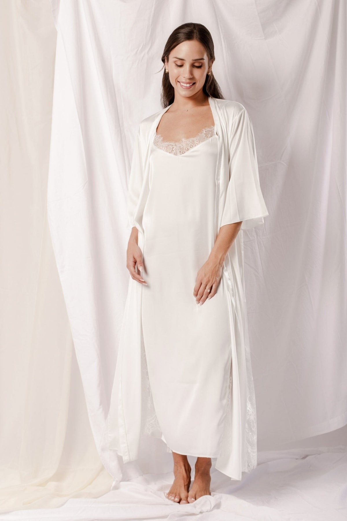 Washable Silk Kimono & Dress Bridal Set - Shop Avnu
