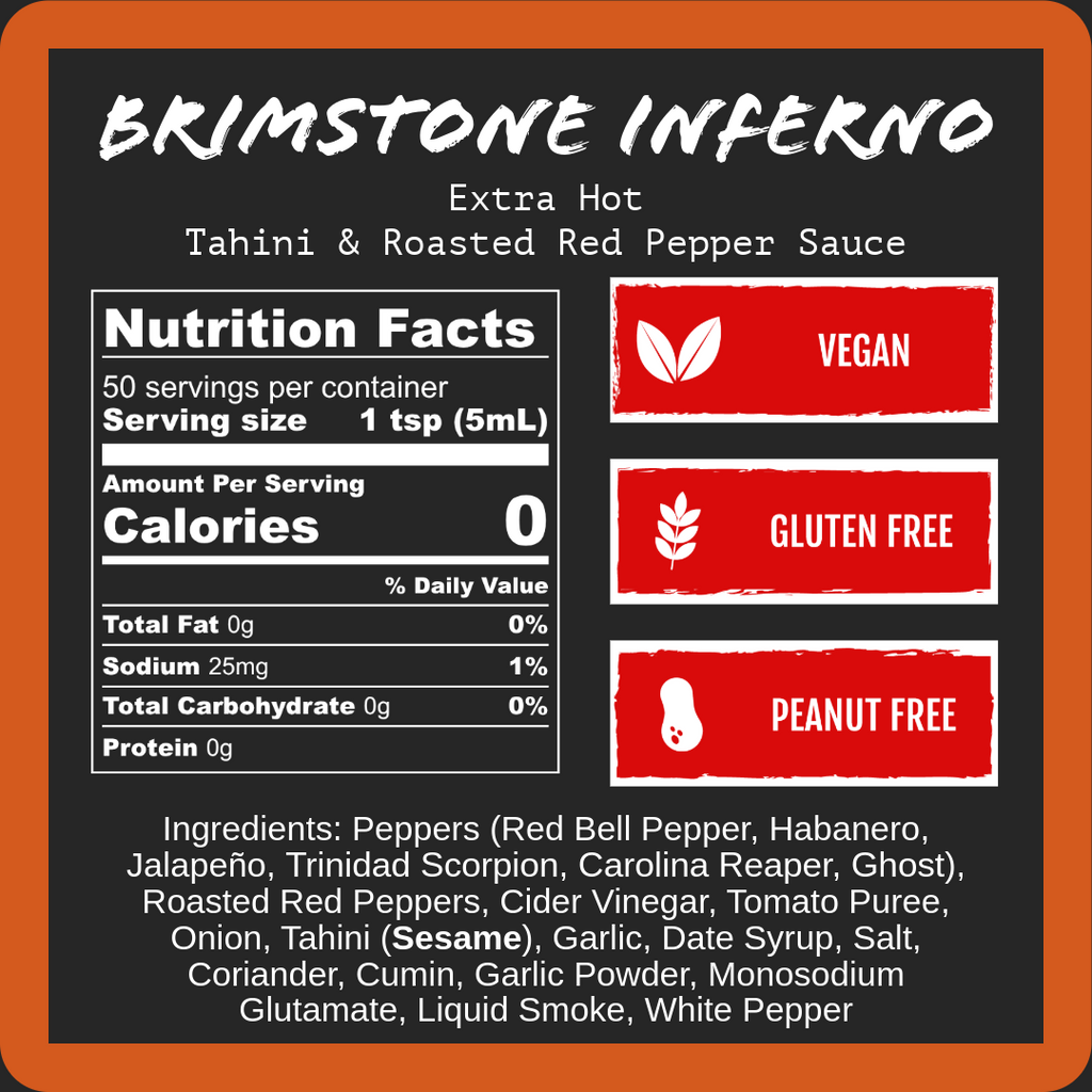 Brimstone Inferno - Extra Hot Tahini & Roasted Red Pepper (9oz)