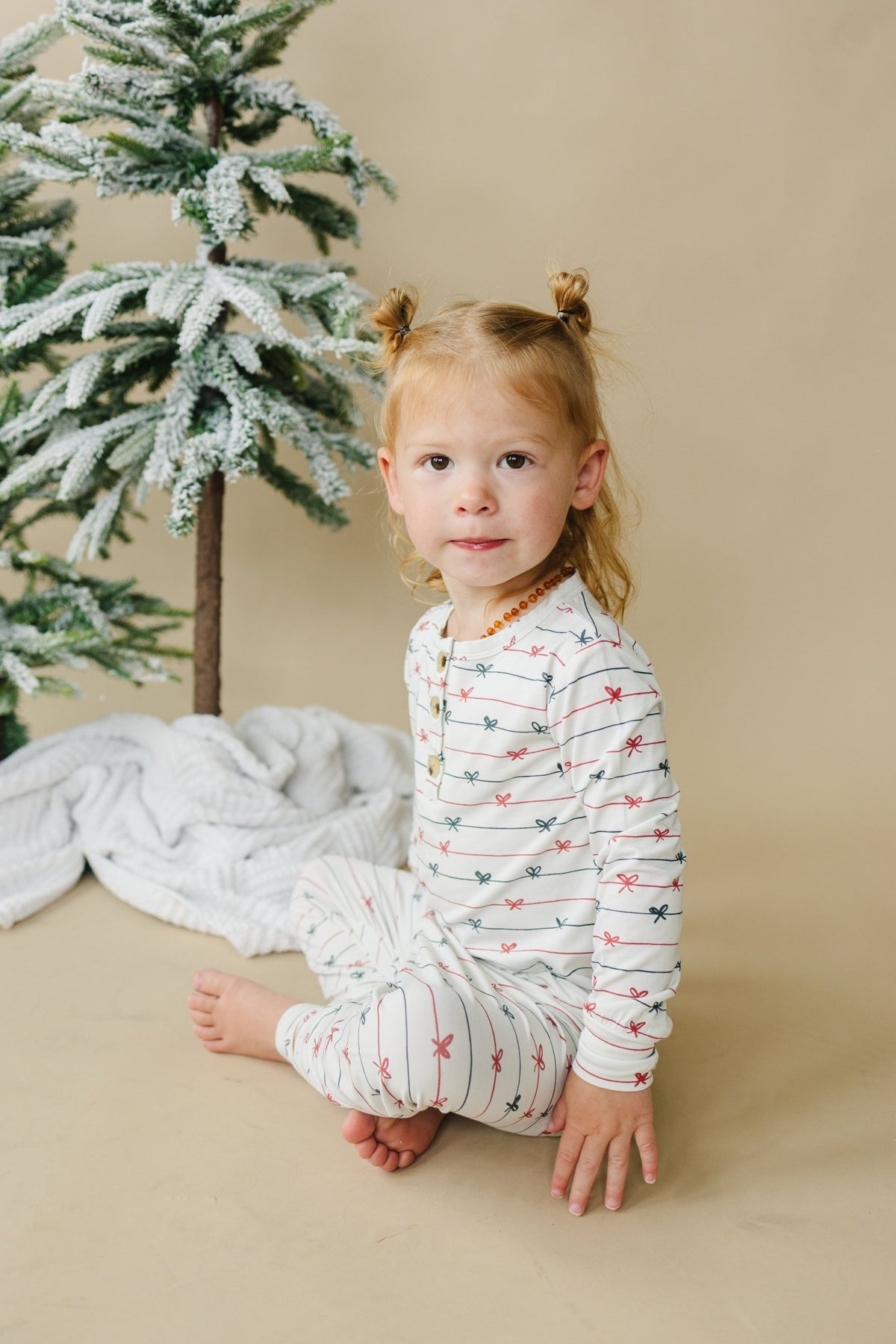 Tied with a Bow Christmas 2pc Henley Bamboo Pajamas - Shop Avnu
