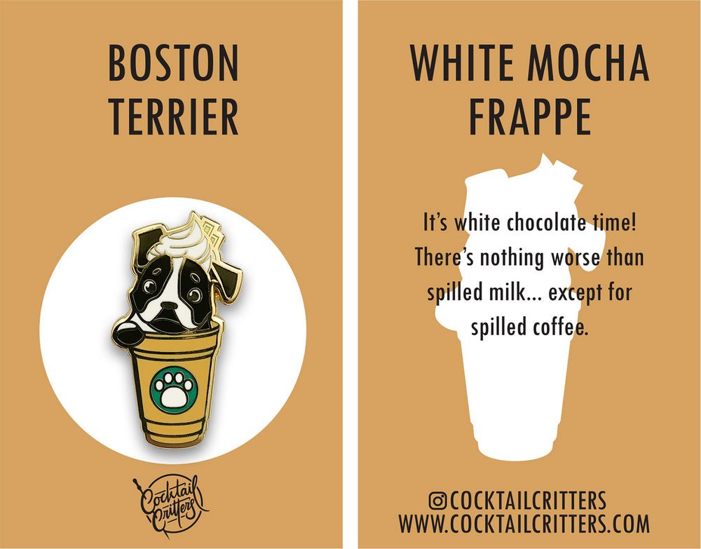Boston Terrier x White Chocolate Frappe Pin - Shop Avnu