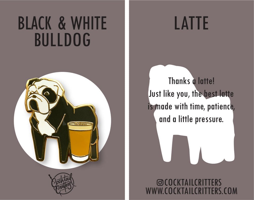Black & White Bulldog x Latte Pin - Shop Avnu