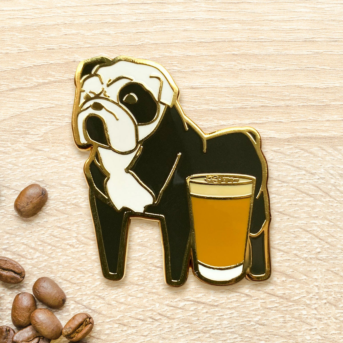 Black & White Bulldog x Latte Pin - Shop Avnu