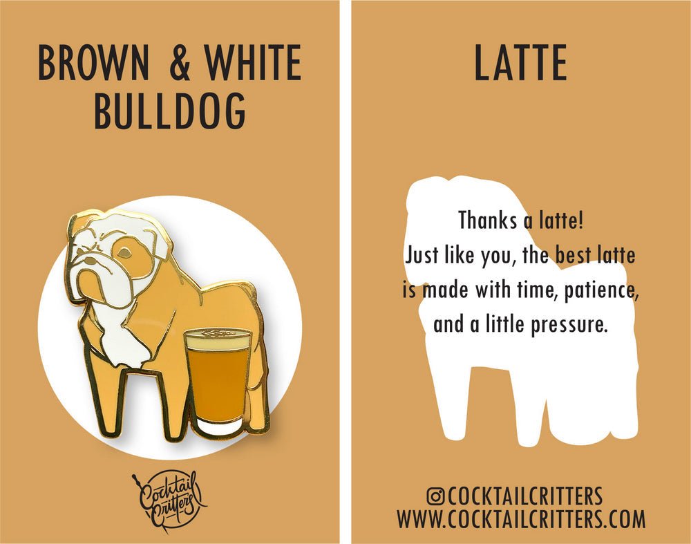 Brown & White Bulldog x Latte Pin - Shop Avnu