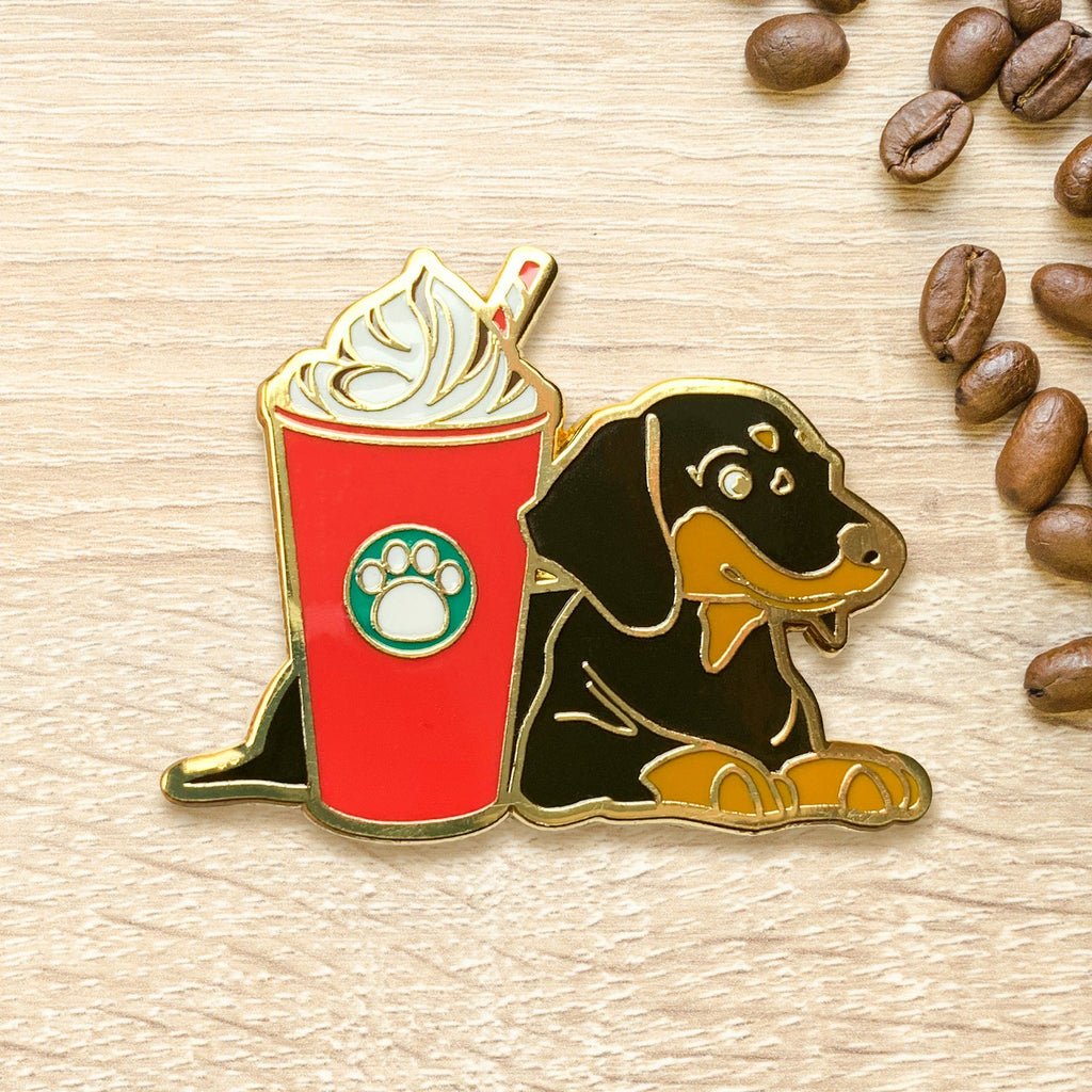 Black Dachshund x Peppermint Mocha Latte Pin - Shop Avnu