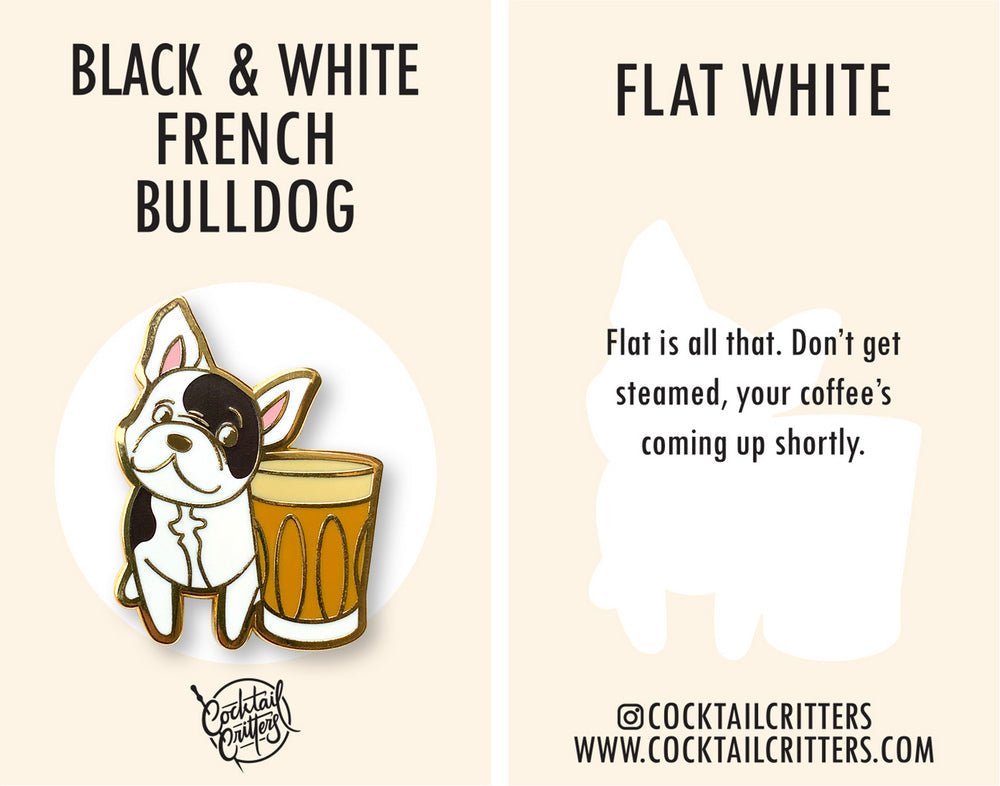 Black & White French Bulldog x Flat White Pin - Shop Avnu
