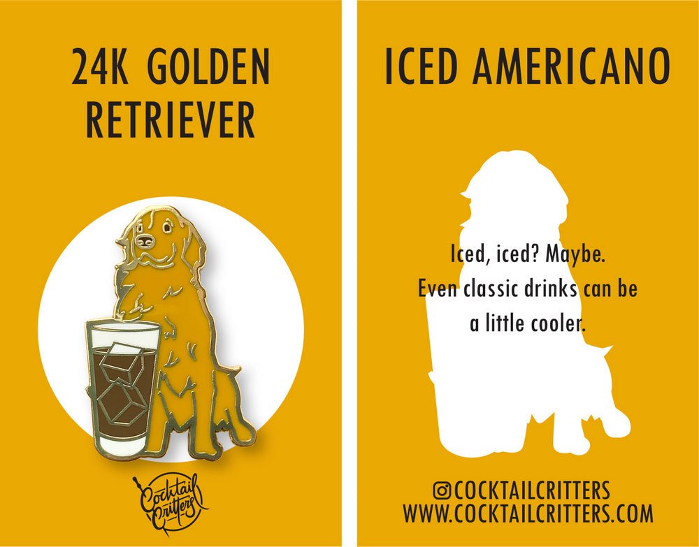 24k Golden Retriever x Iced Americano Pin - Shop Avnu