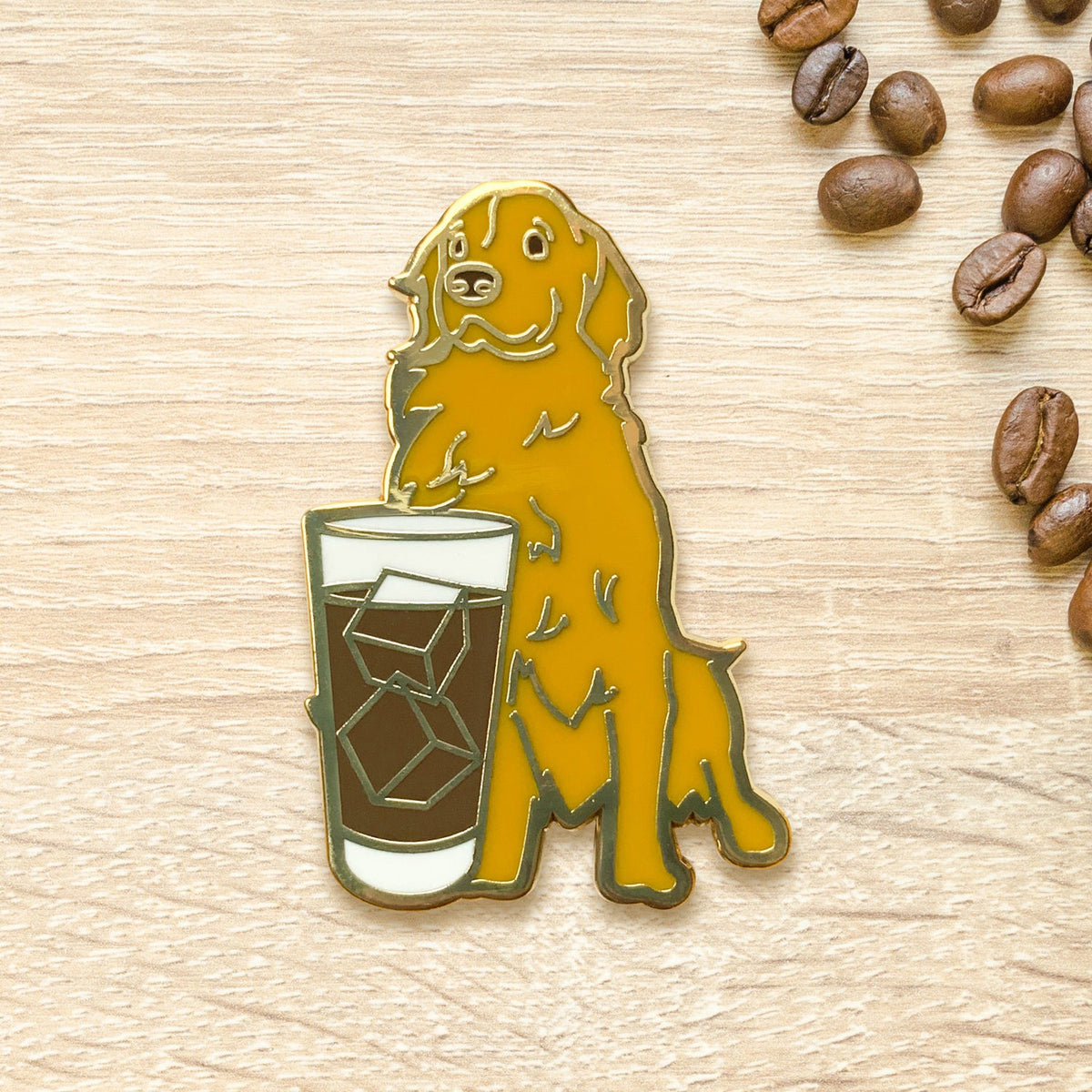 24k Golden Retriever x Iced Americano Pin - Shop Avnu
