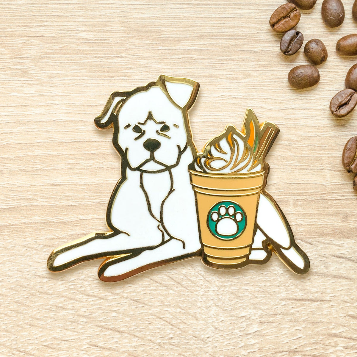 White Pitbull x Pumpkin Spiced Latte Pin - Shop Avnu