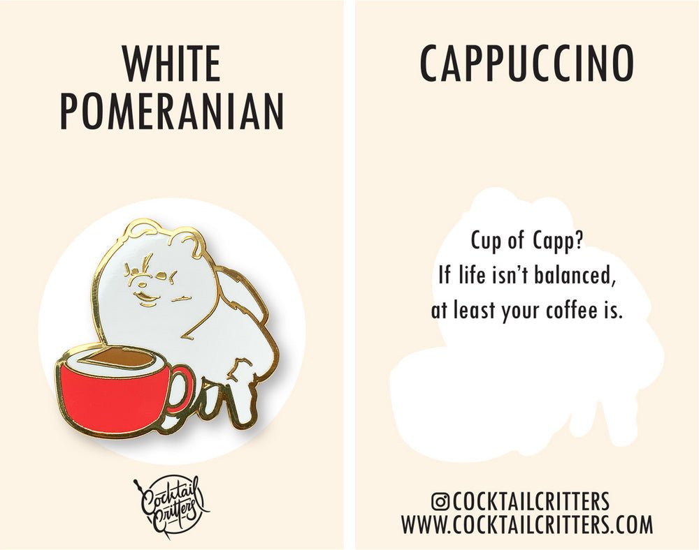 White Pomeranian x Cappuccino Pin - Shop Avnu