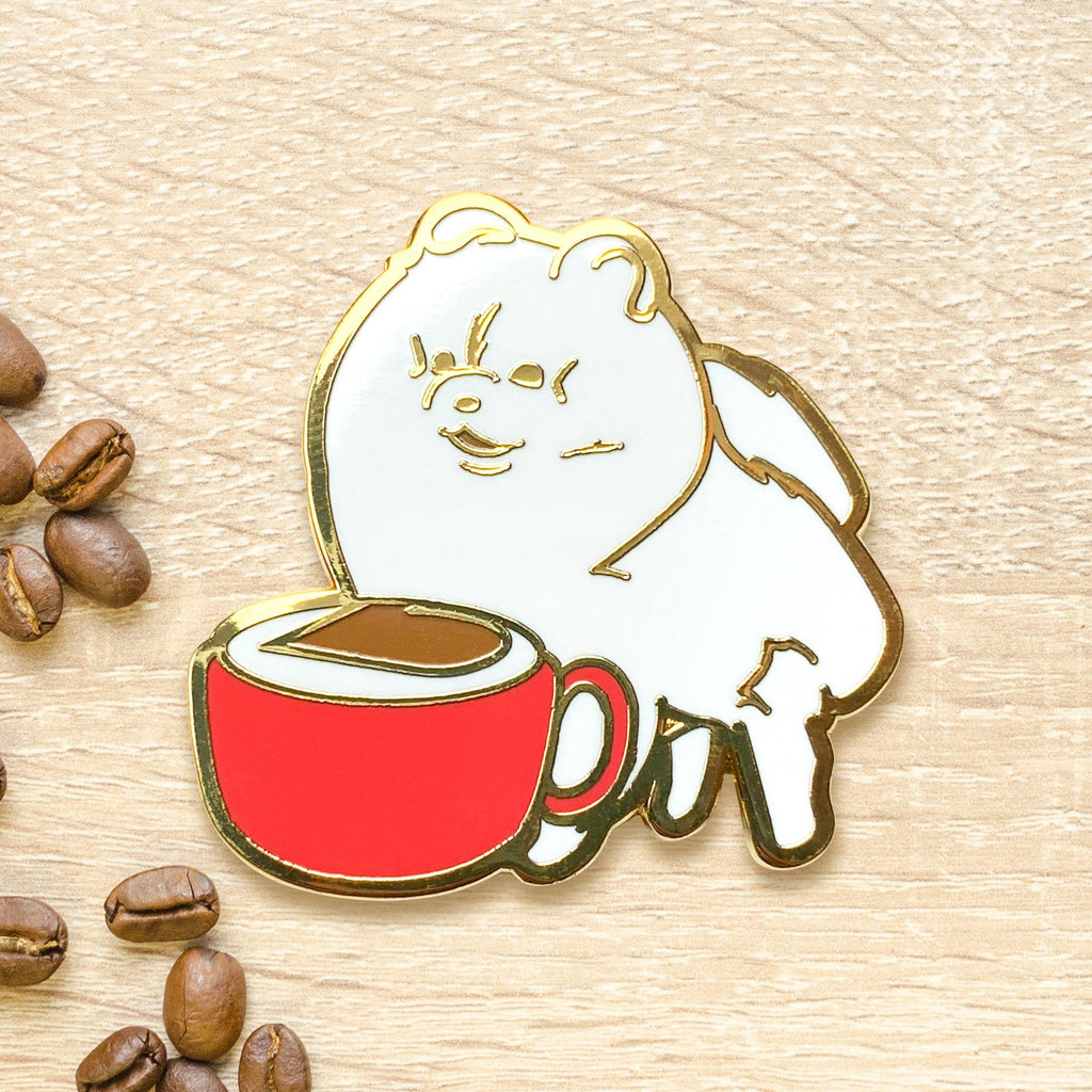 White Pomeranian x Cappuccino Pin - Shop Avnu