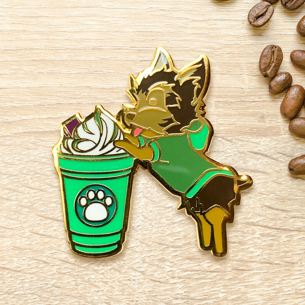 Black & Brown Yorkshire Terrier x Matcha Frappe Pin - Shop Avnu