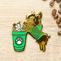 Black & Brown Yorkshire Terrier x Matcha Frappe Pin - Shop Avnu