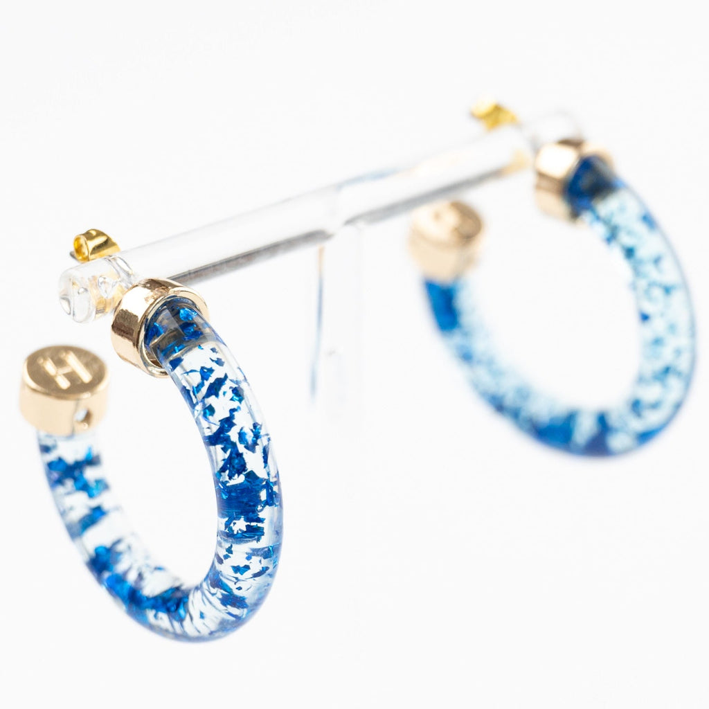 Blue Foil Mini Hoop Earrings - Shop Avnu