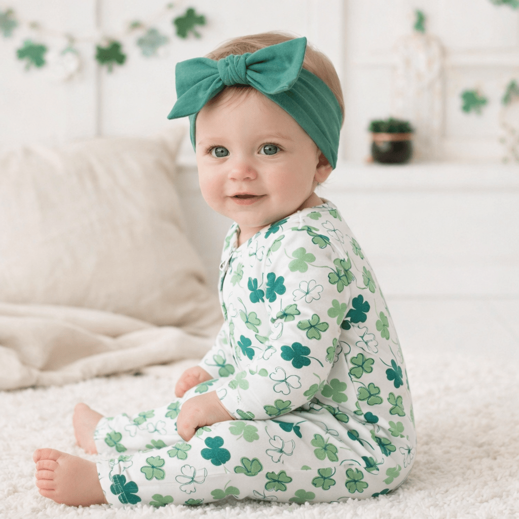 Shamrock Zip Romper – Convertible Cuff Bamboo Irish Sleeper - Shop Avnu