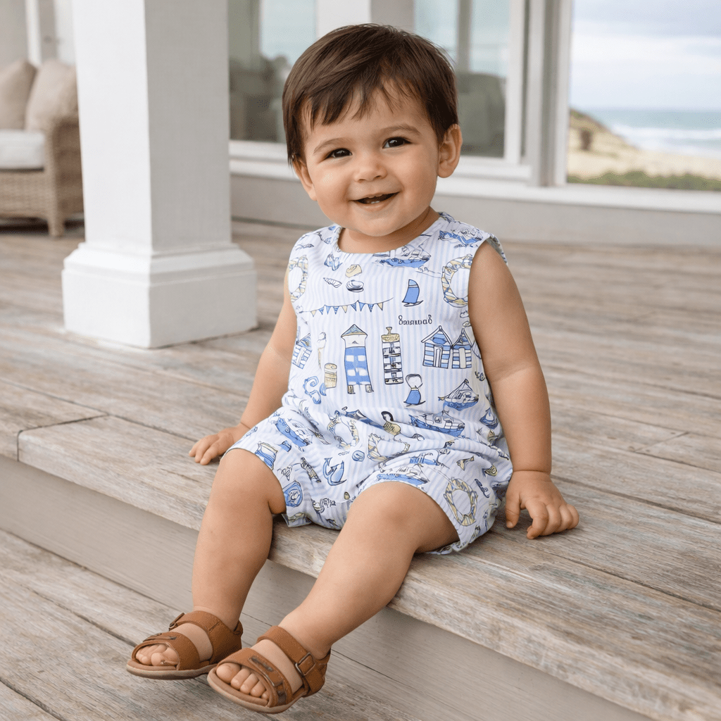 Seashore Shortall Romper – Bamboo Baby Neutral One Piece - Shop Avnu