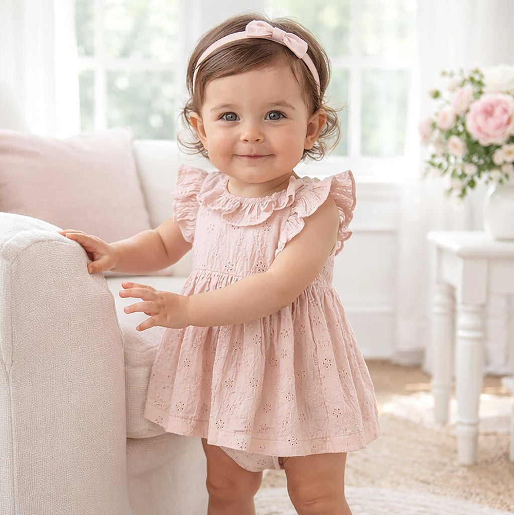 Eyelet Skirted Baby Bodysuit – Cotton for Special Occasions - Shop Avnu