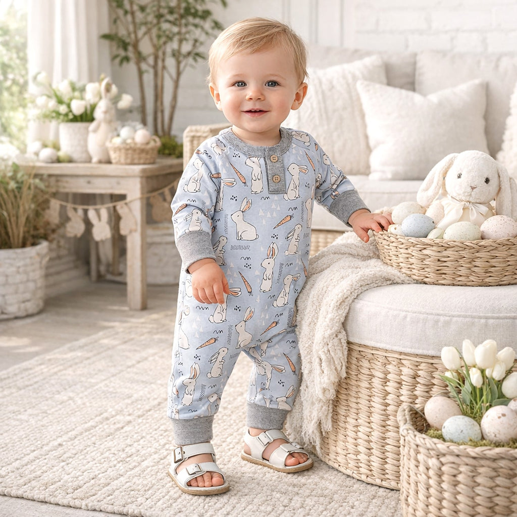 Cottontail Crew Bamboo Henley Easter Romper for Baby - Shop Avnu