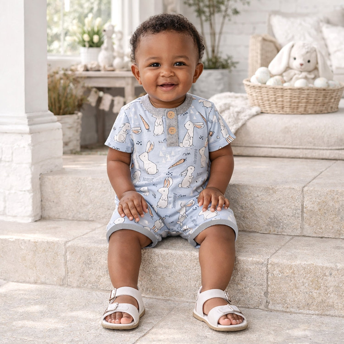 Cottontail Crew Bamboo Easter Shorty Romper for Baby Boys - Shop Avnu