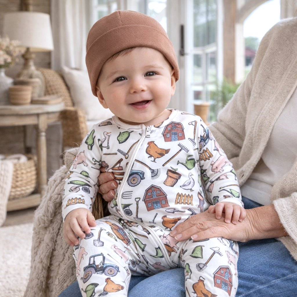 Farmer's Market Baby Zipper Romper – Soft Bamboo One - Piece - Shop Avnu