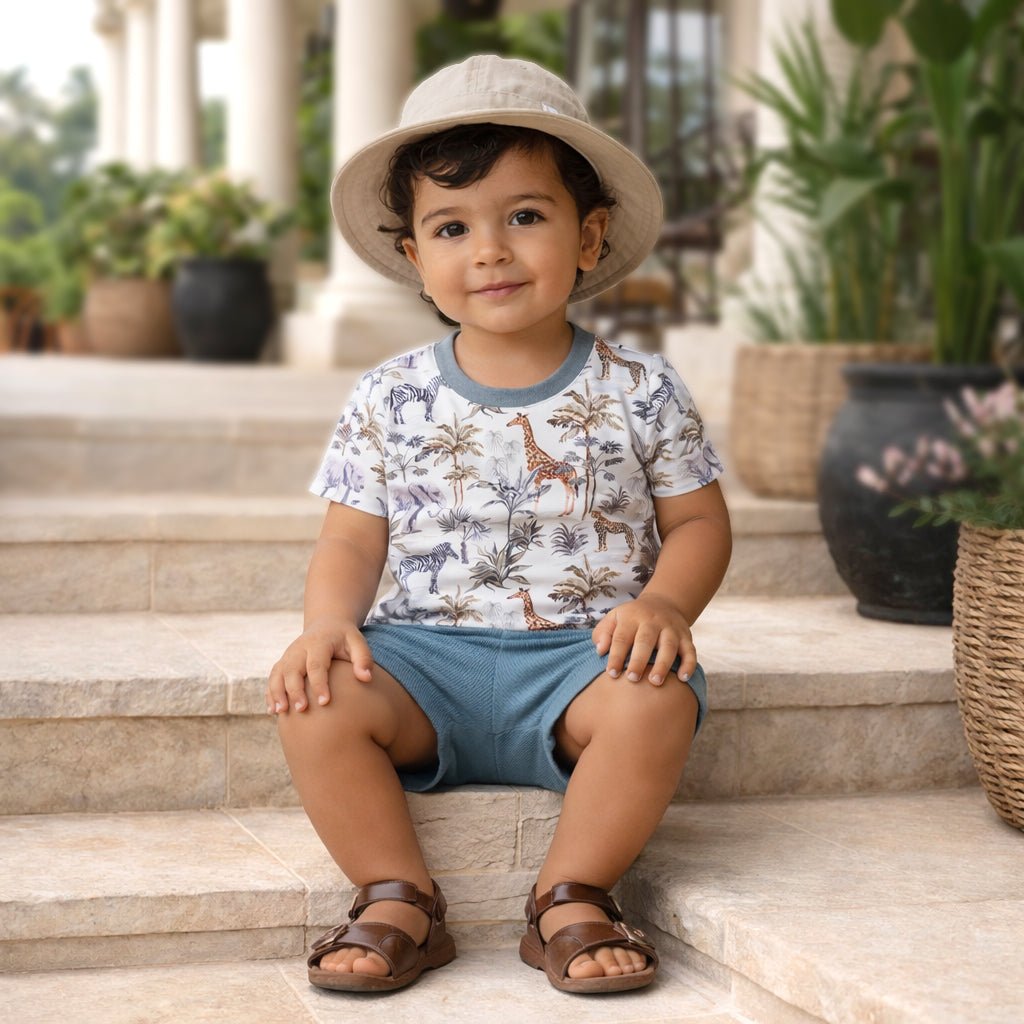 Jungle Safari Baby Boy Bamboo - Cotton Top & Shorts Set - Shop Avnu