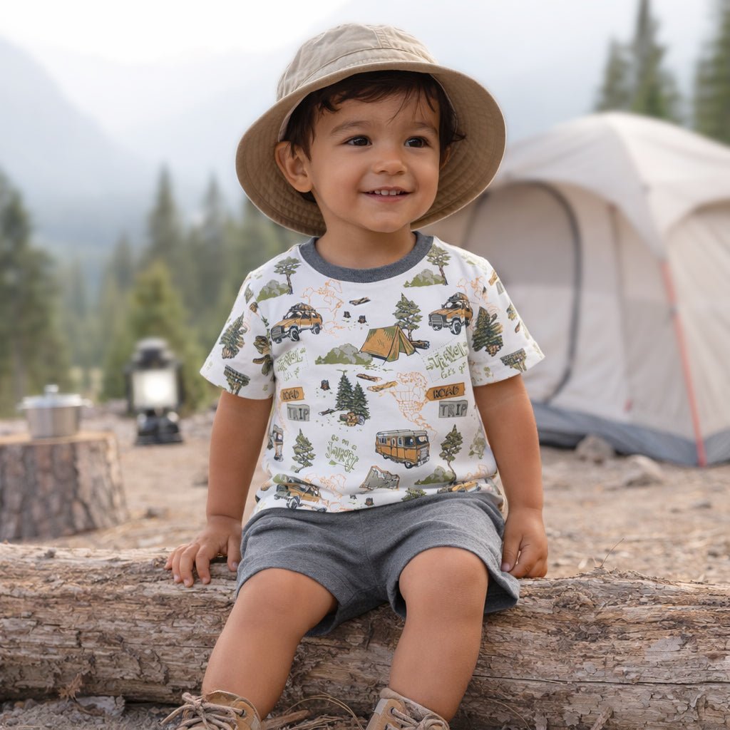 Trailblazer Bamboo T-Shirt & Cotton Shorts Set for Boys - Shop Avnu
