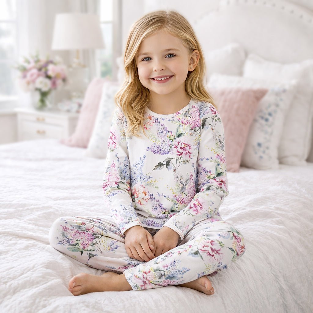 Dream Blossom Bamboo Kids Pajama Set with Floral Print - Shop Avnu