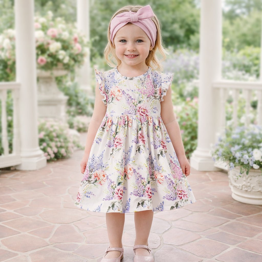 Dream Blossom Bamboo Baby Toddler Dress - Watercolor Floral - Shop Avnu