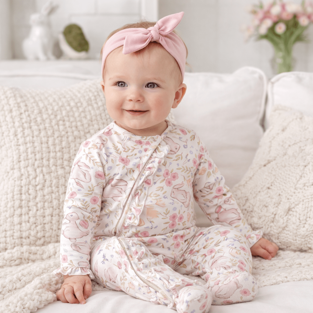 Bunny Blooms Soft Bamboo Zipper Romper for Easter - Shop Avnu