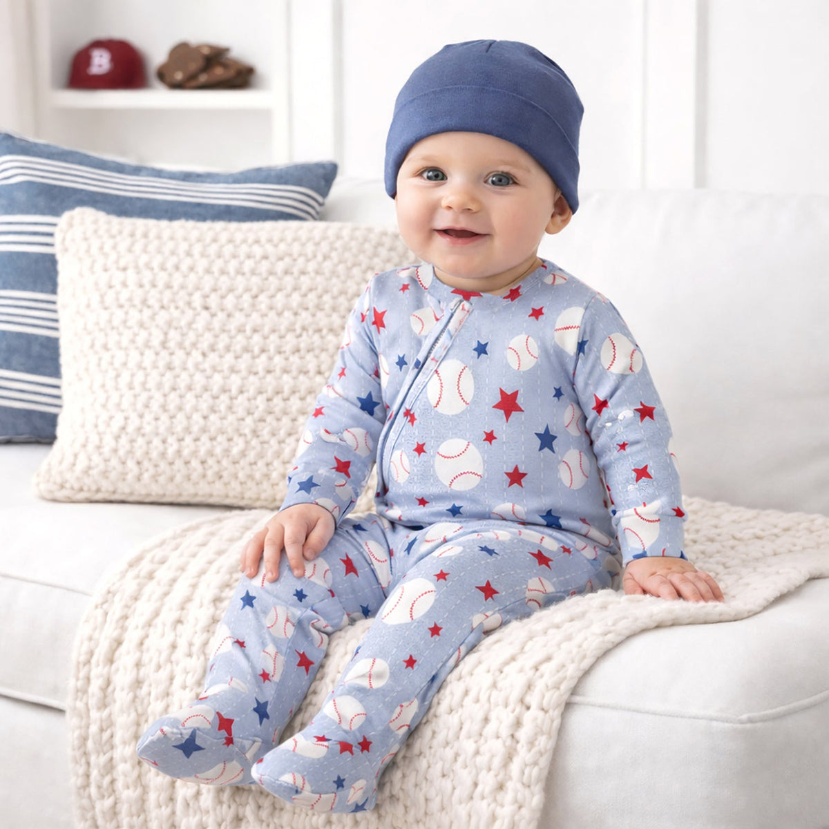 Grand Slam Baseball Bamboo Zipper Romper for Baby - Shop Avnu