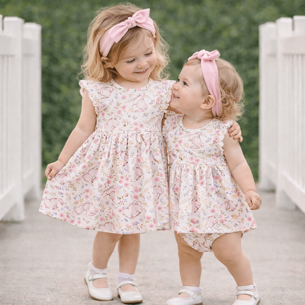 Bunny Blooms Baby Girl's Bamboo Skirted Bodysuit for Easter - Shop Avnu