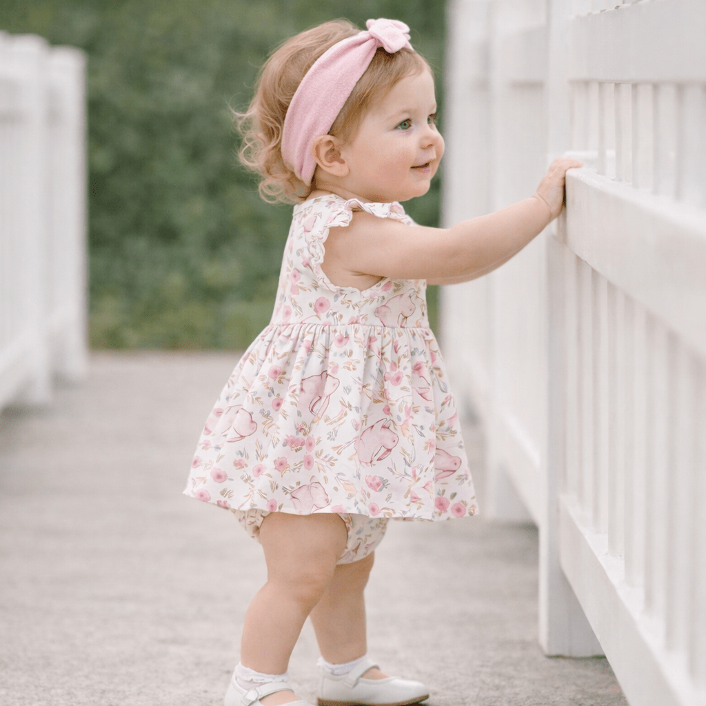 Bunny Blooms Baby Girl's Bamboo Skirted Bodysuit for Easter - Shop Avnu