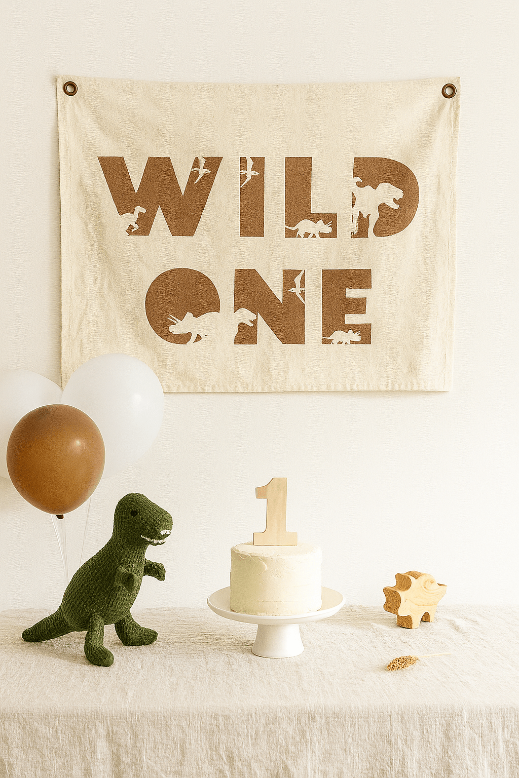 Wild One First Birthday Canvas Banner - Dino Theme - Shop Avnu