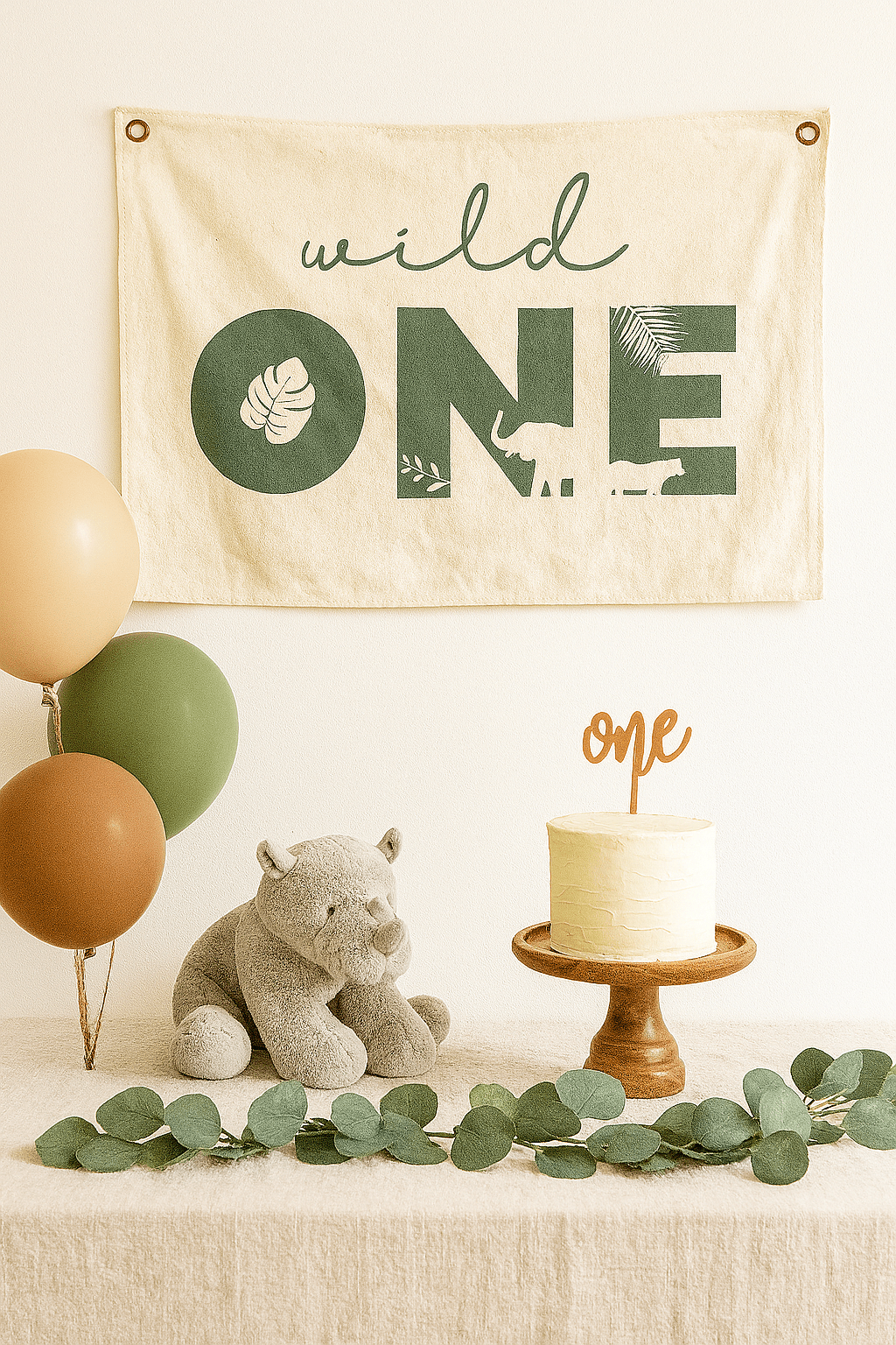 Wild One First Birthday Canvas Banner - Jungle Theme - Shop Avnu
