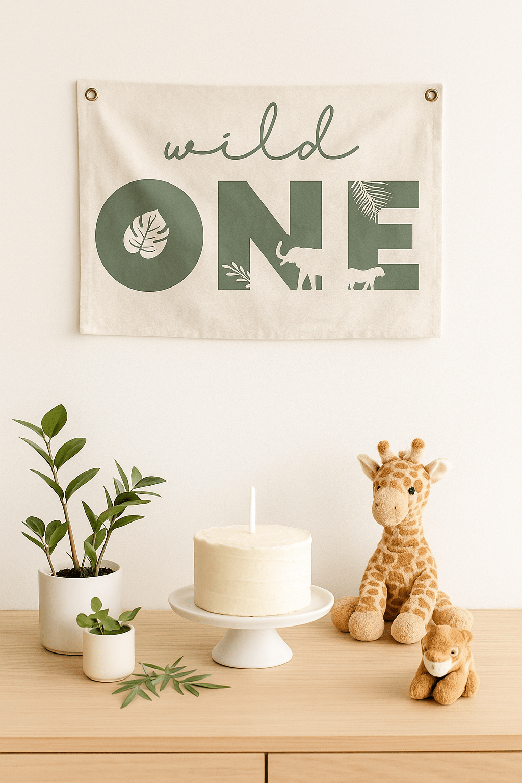Wild One First Birthday Canvas Banner - Jungle Theme - Shop Avnu