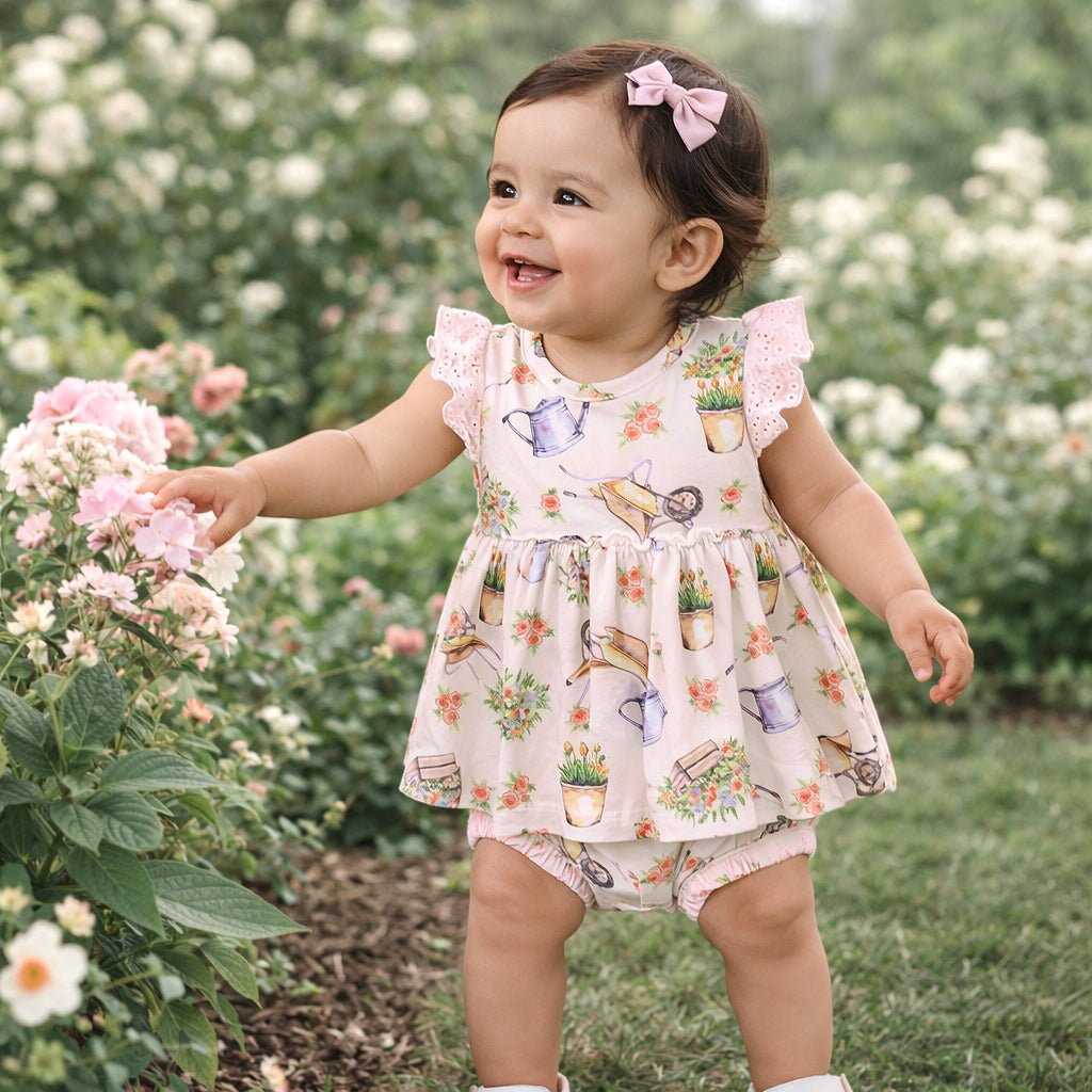Sweet Garden Skirted Bodysuit – Bamboo Baby Outfit - Shop Avnu