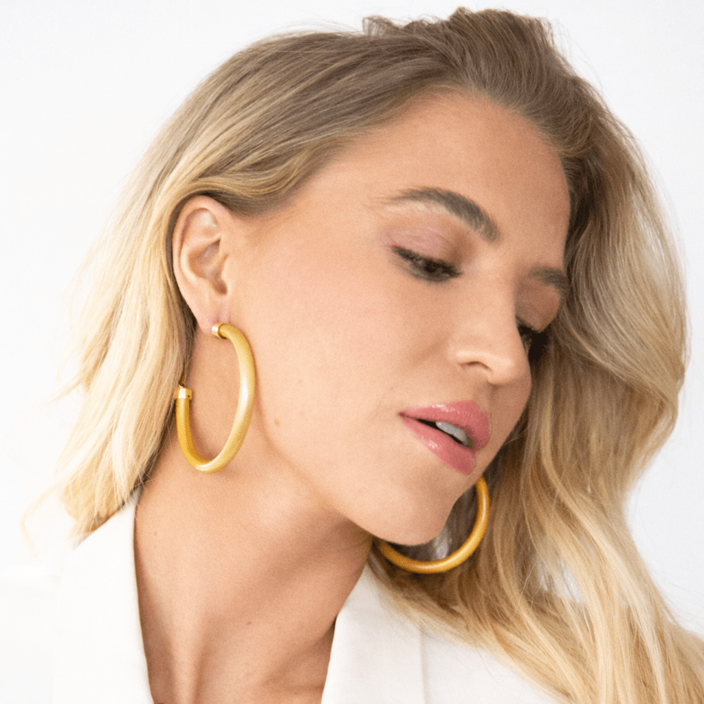 Brushed Gold Hoop Earrings - Shop Avnu