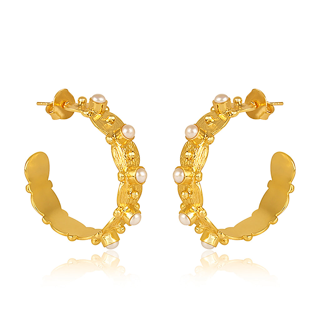Honeysuckle Hoop Earrings - Pearl - Shop Avnu