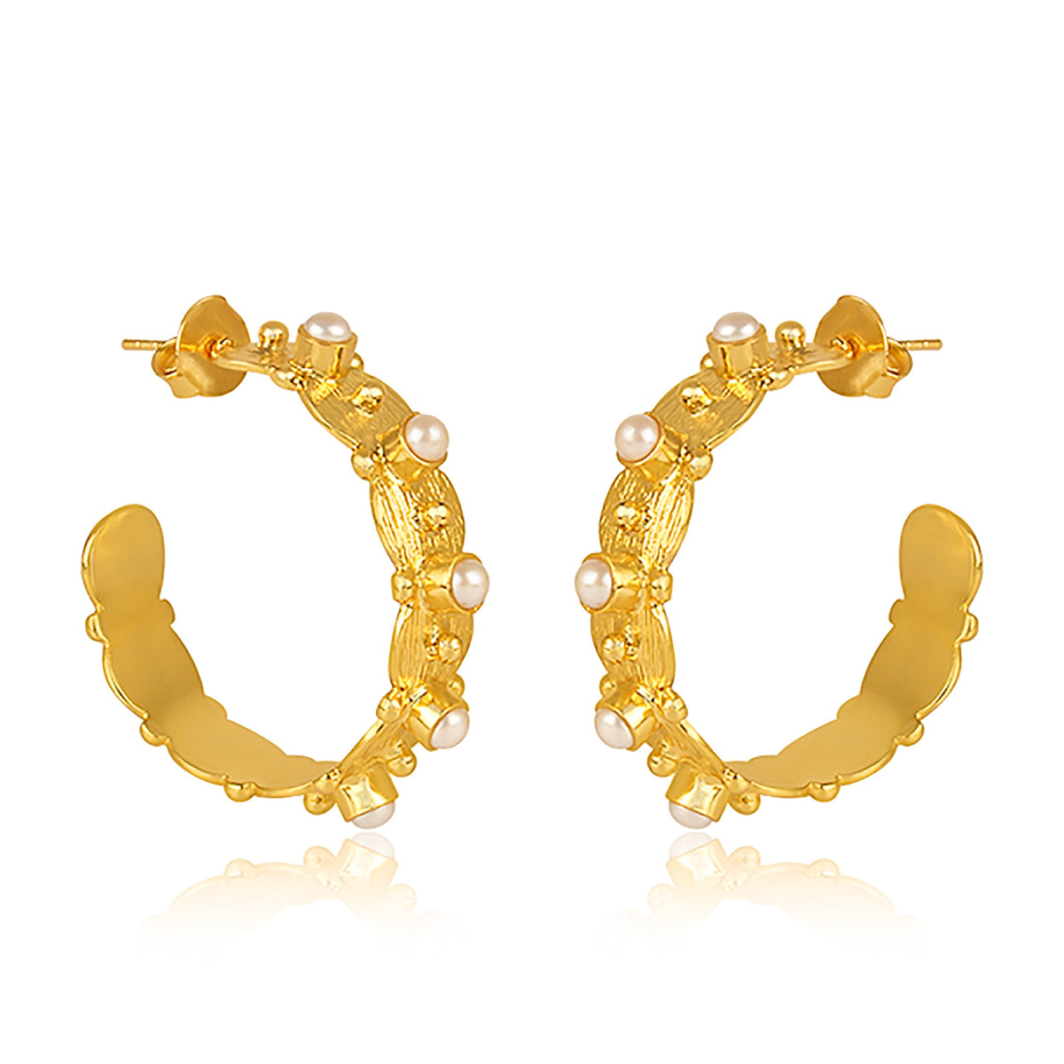 Honeysuckle Hoop Earrings - Pearl - Shop Avnu