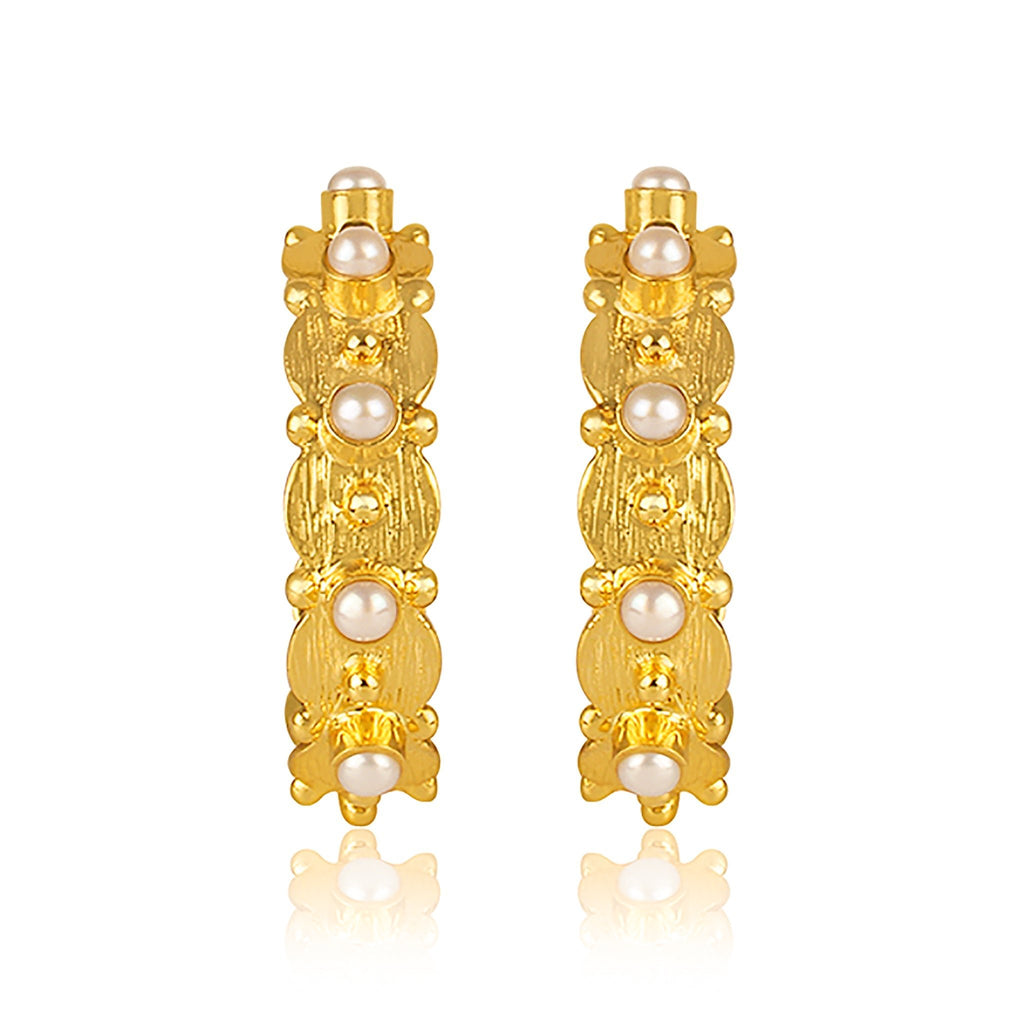 Honeysuckle Hoop Earrings - Pearl - Shop Avnu