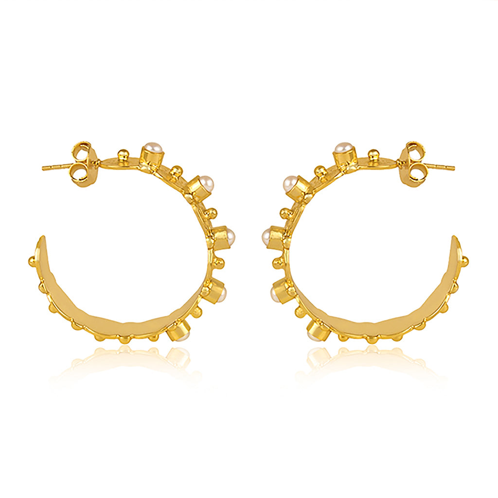 Honeysuckle Hoop Earrings - Pearl - Shop Avnu
